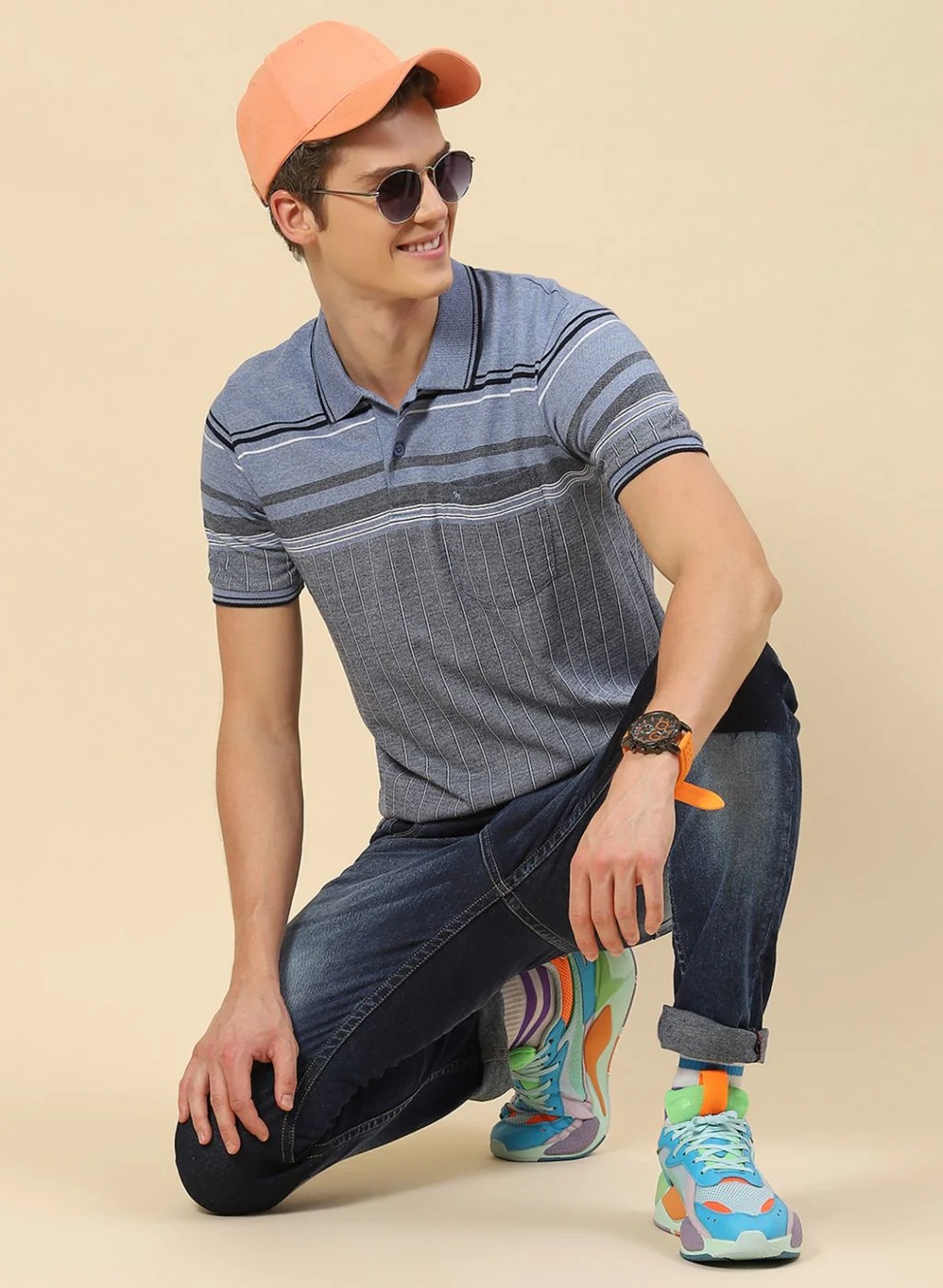 Men Blue Stripe T-Shirt - Image 5