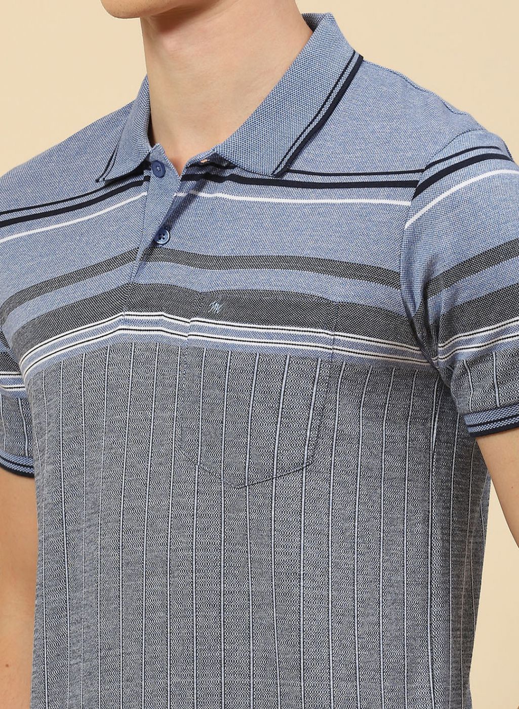 Men Blue Stripe T-Shirt - Image 6