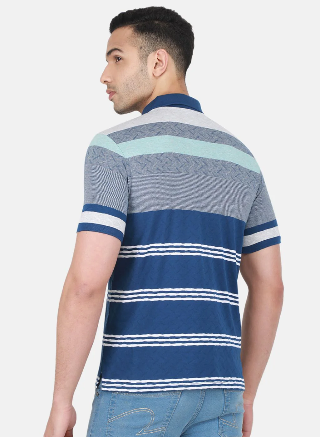 Men Blue Stripe T-Shirt - Image 3