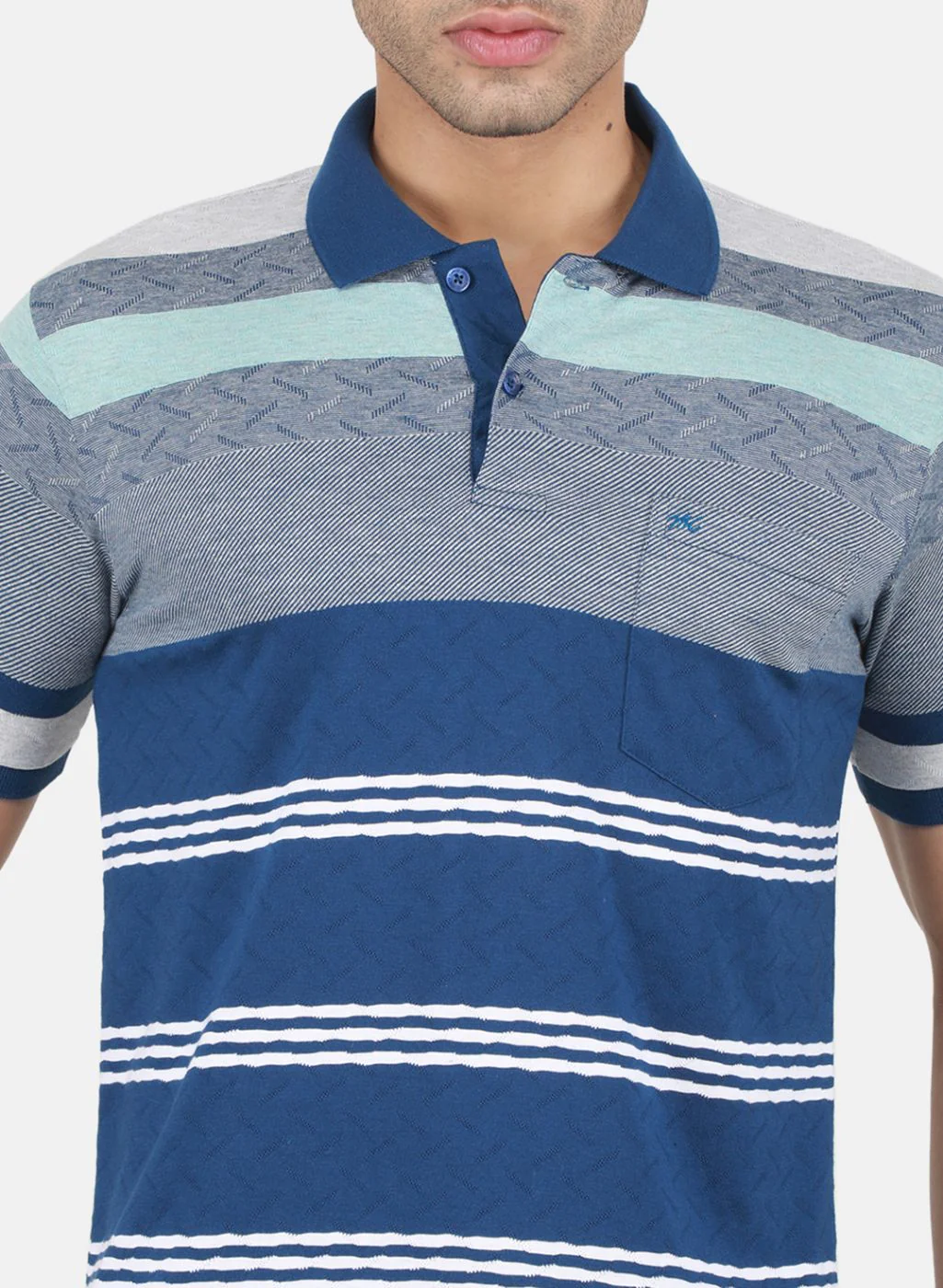 Men Blue Stripe T-Shirt - Image 5