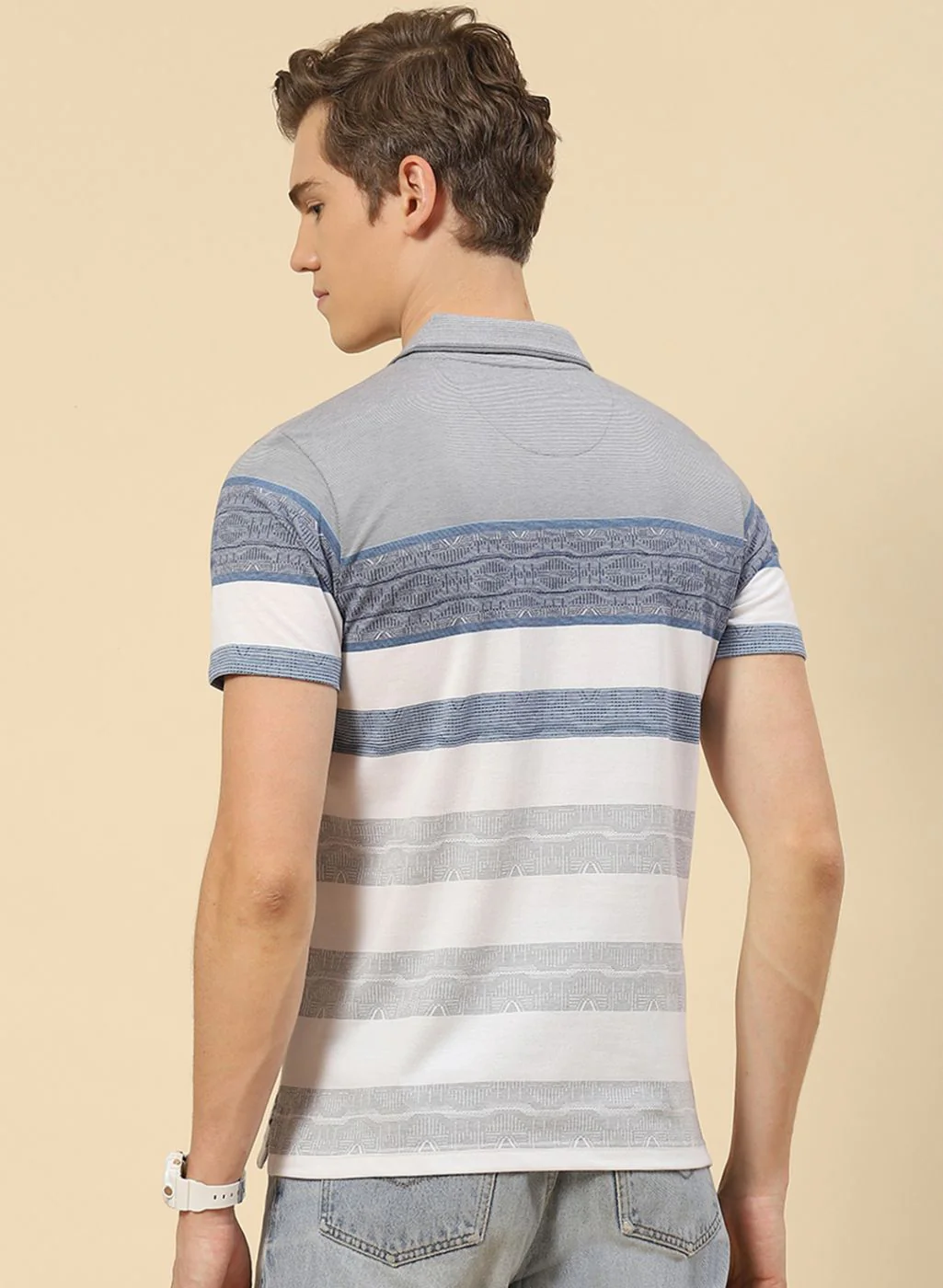 Men Blue Stripe T-Shirt - Image 4