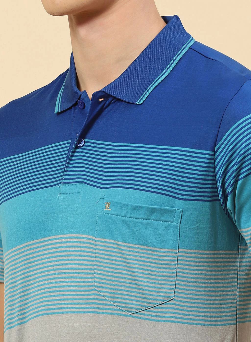 Men Blue Stripe T-Shirt - Image 6