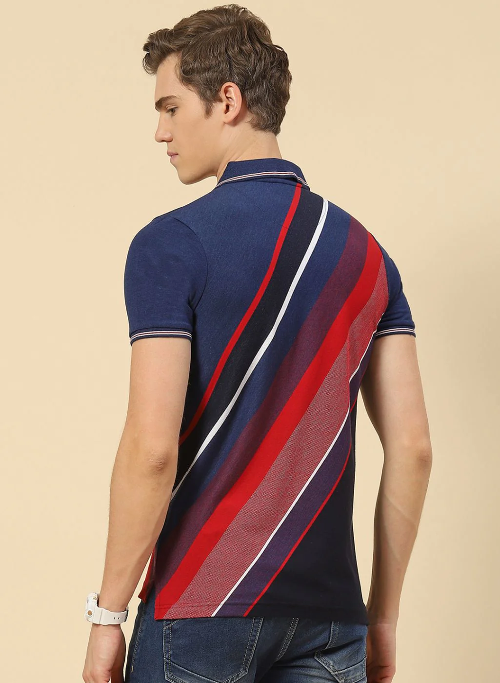 Men Blue Stripe T-Shirt - Image 5