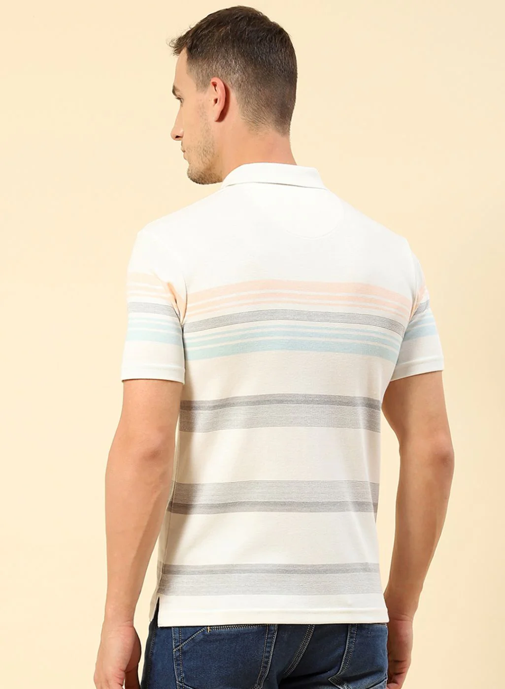 Men Blue Stripe T-Shirt - Image 4