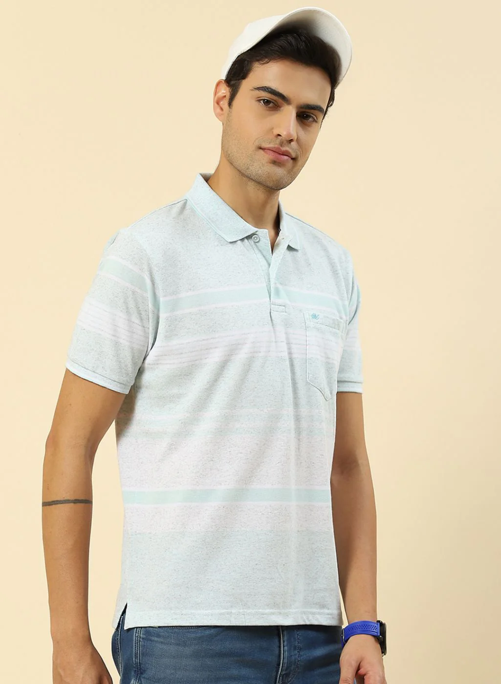 Men Blue Stripe T-Shirt - Image 3