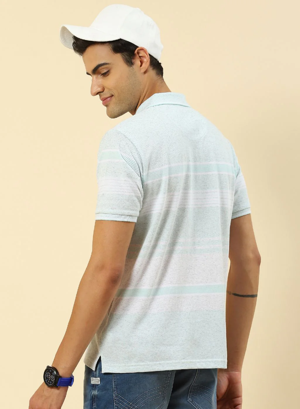 Men Blue Stripe T-Shirt - Image 4