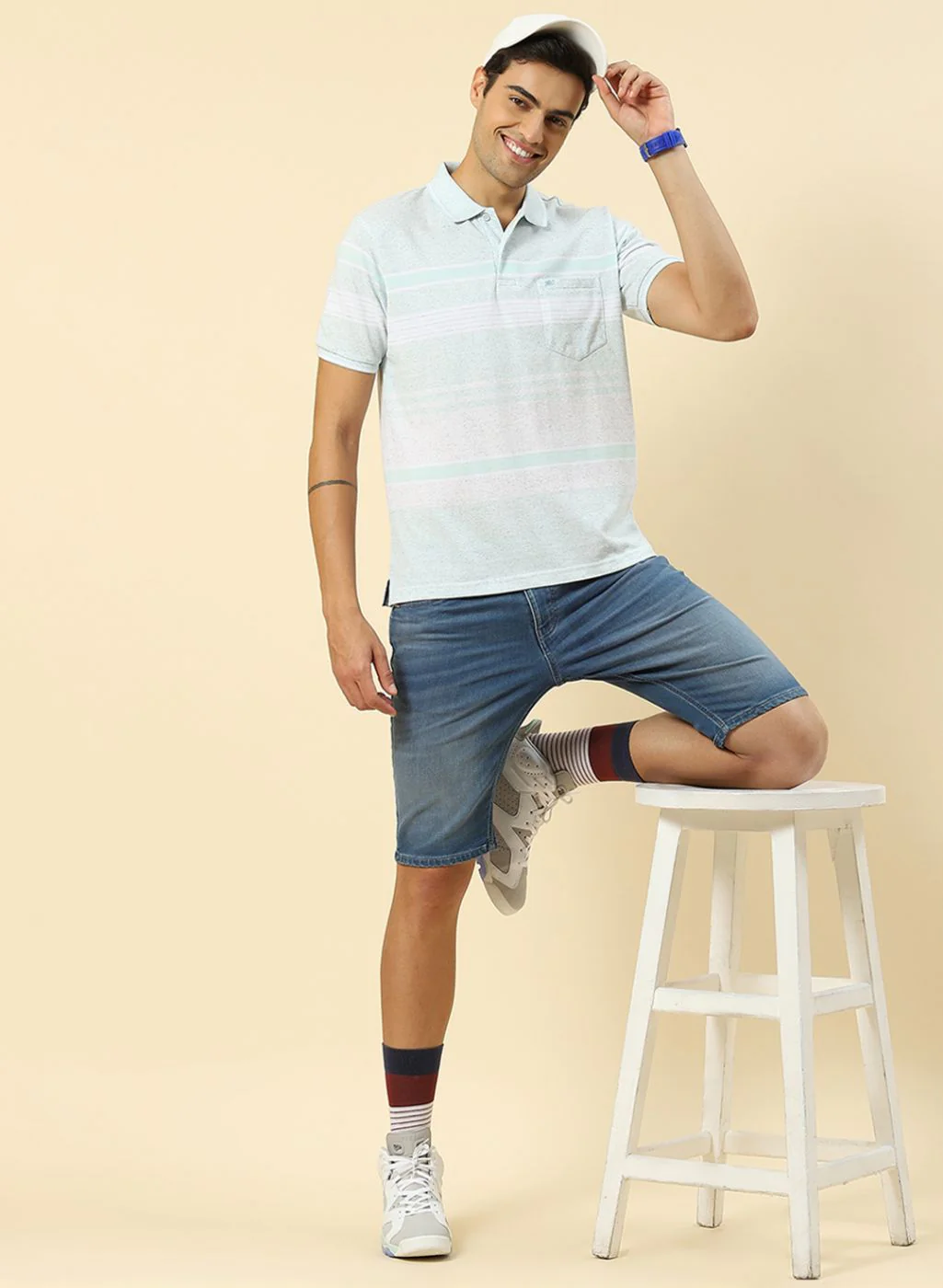 Men Blue Stripe T-Shirt - Image 5