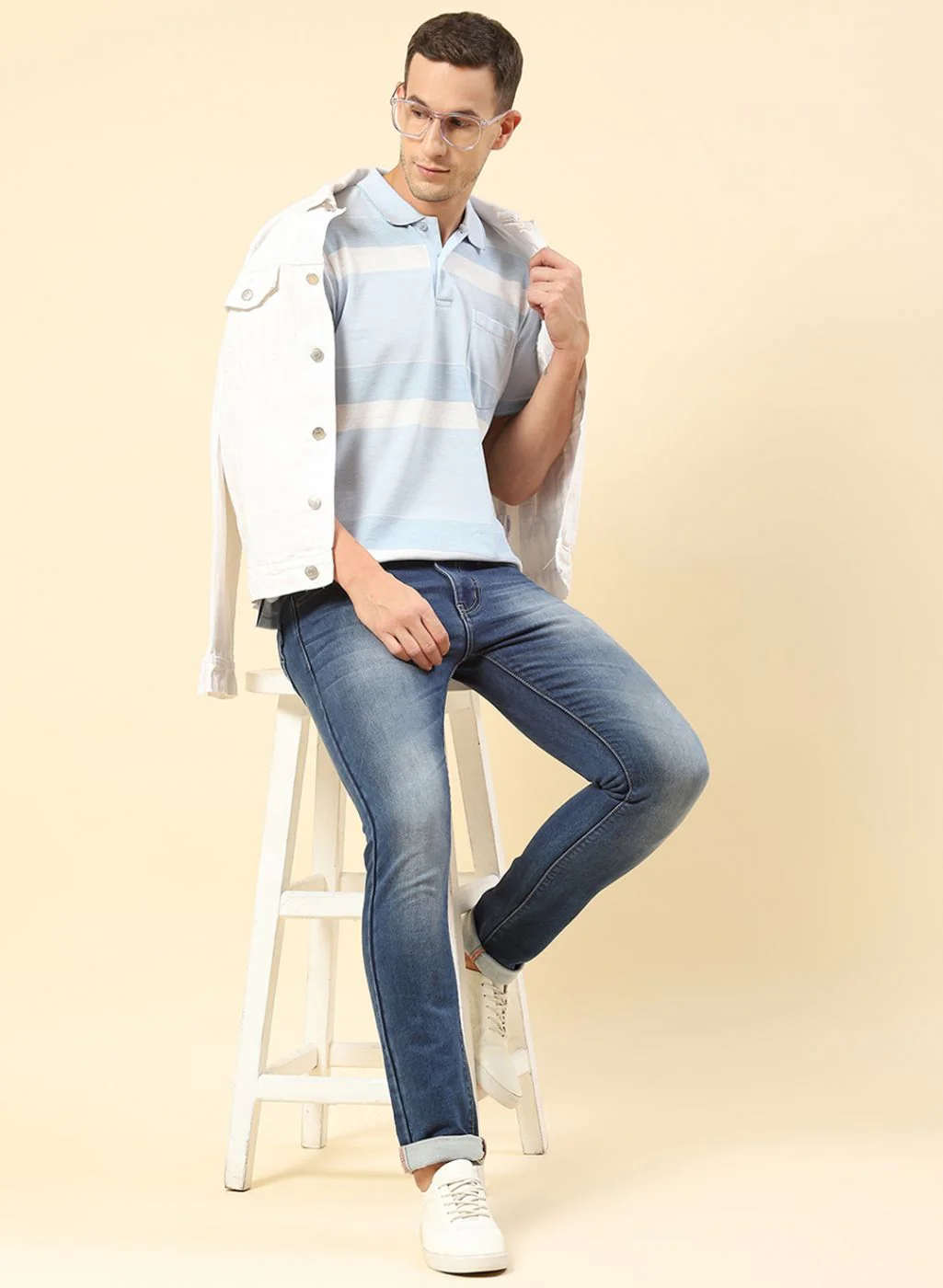 Men Blue Stripe T-Shirt - Image 5