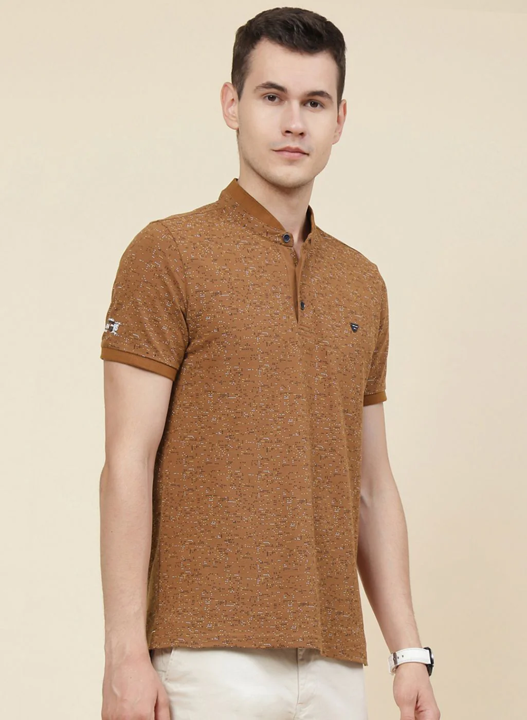 Men Brown Printed T-Shirt - Image 4