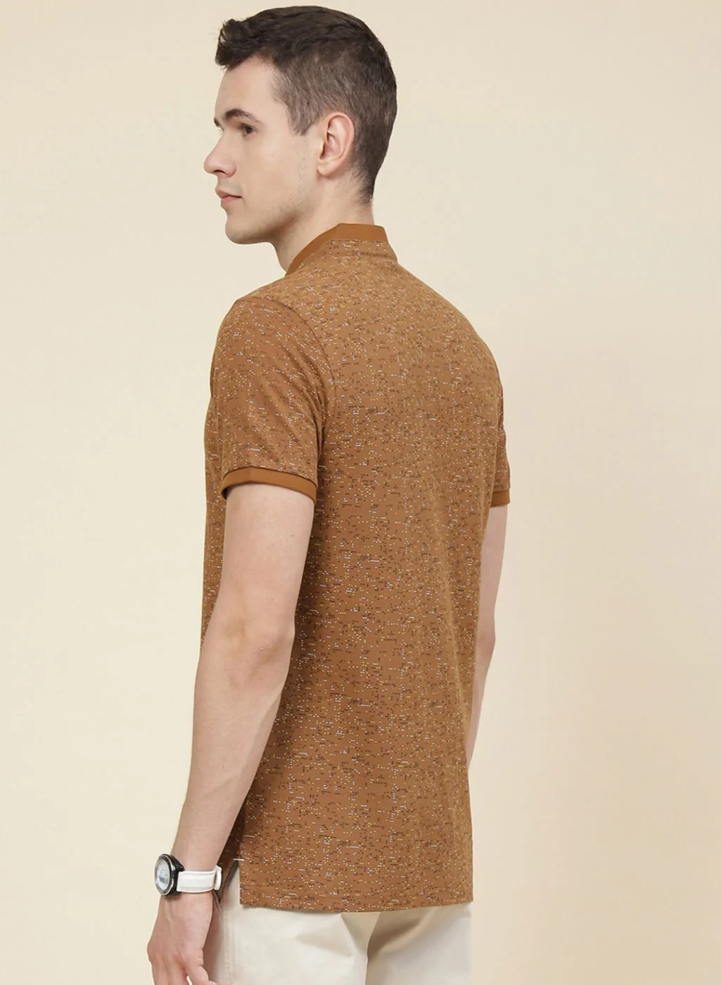 Men Brown Printed T-Shirt - Image 5