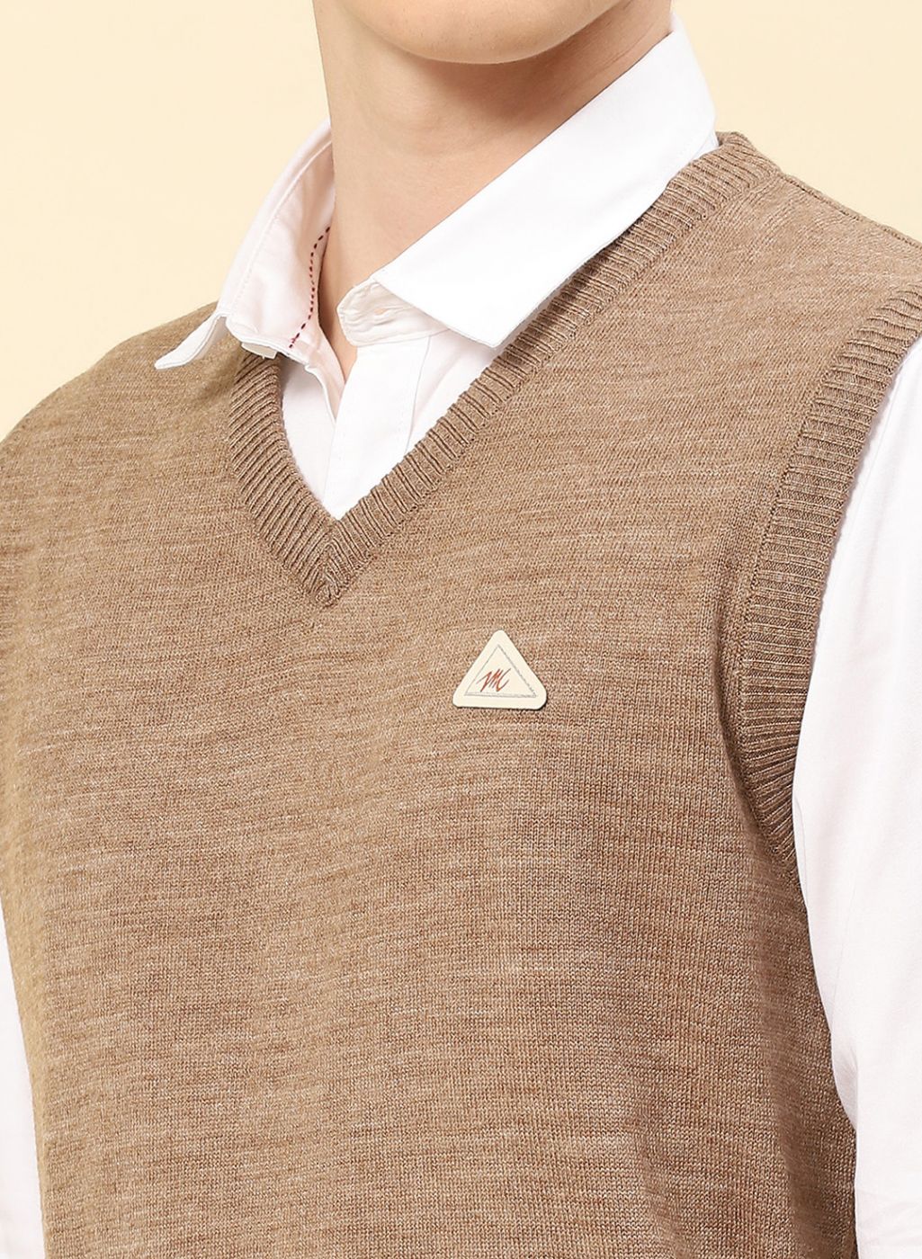 Men Brown Solid Blend wool Sweater - Image 6