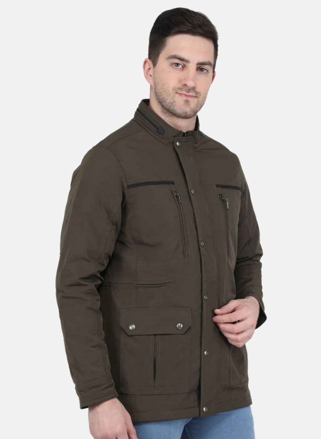 Men Brown Solid Jacket - Image 6
