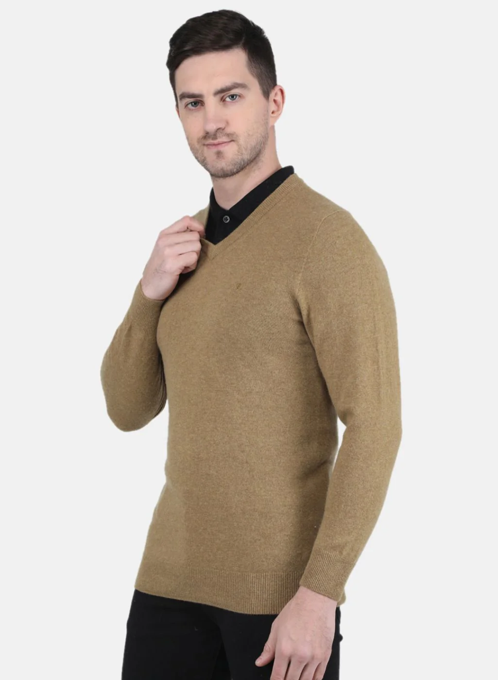 Men Brown Solid Pullover - Image 2
