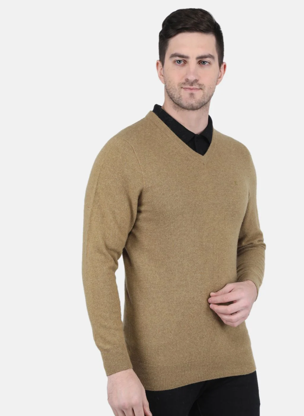 Men Brown Solid Pullover - Image 6