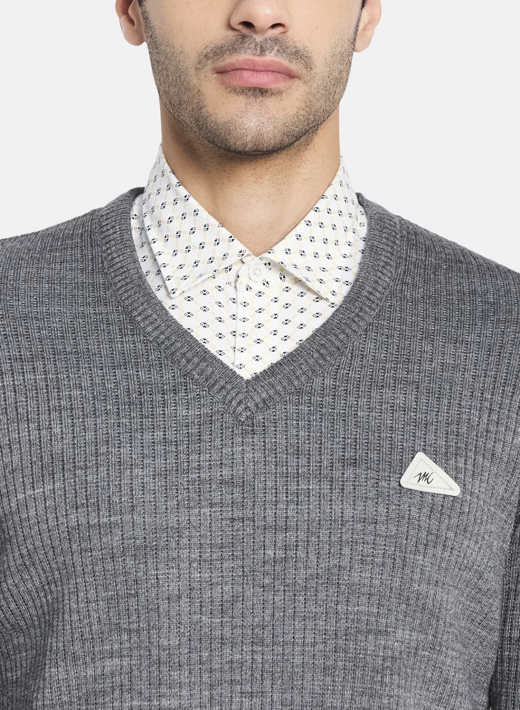 Men Brown Solid Sweater - Image 5