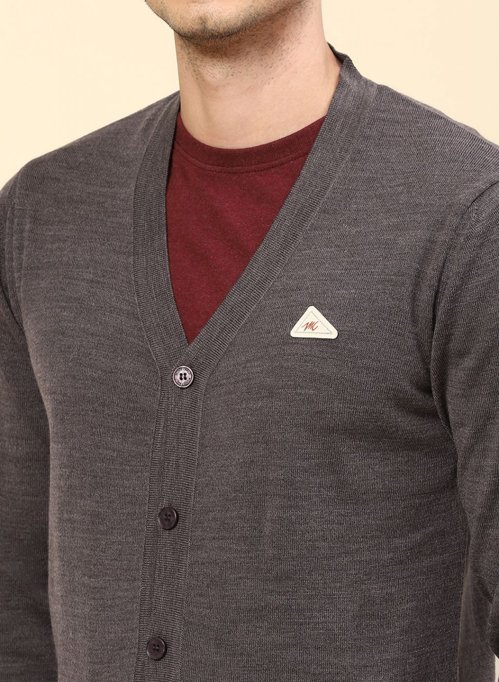 Men Brown Solid Wool blend Cardigan - Image 6