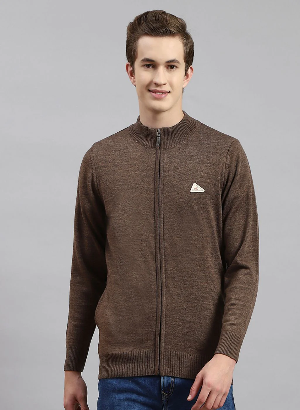 Men Brown Solid Wool blend Pullover - Image 2