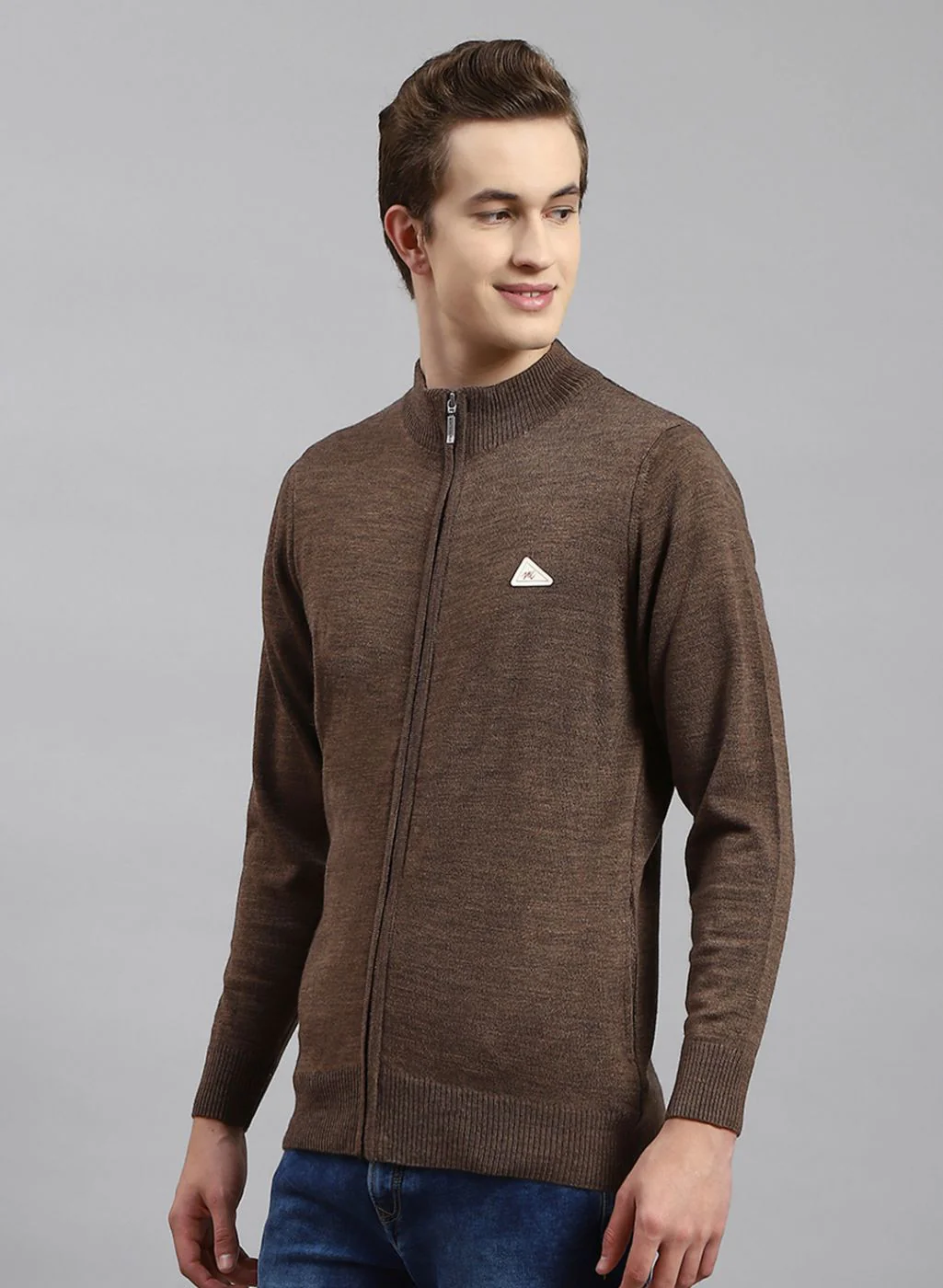 Men Brown Solid Wool blend Pullover - Image 3