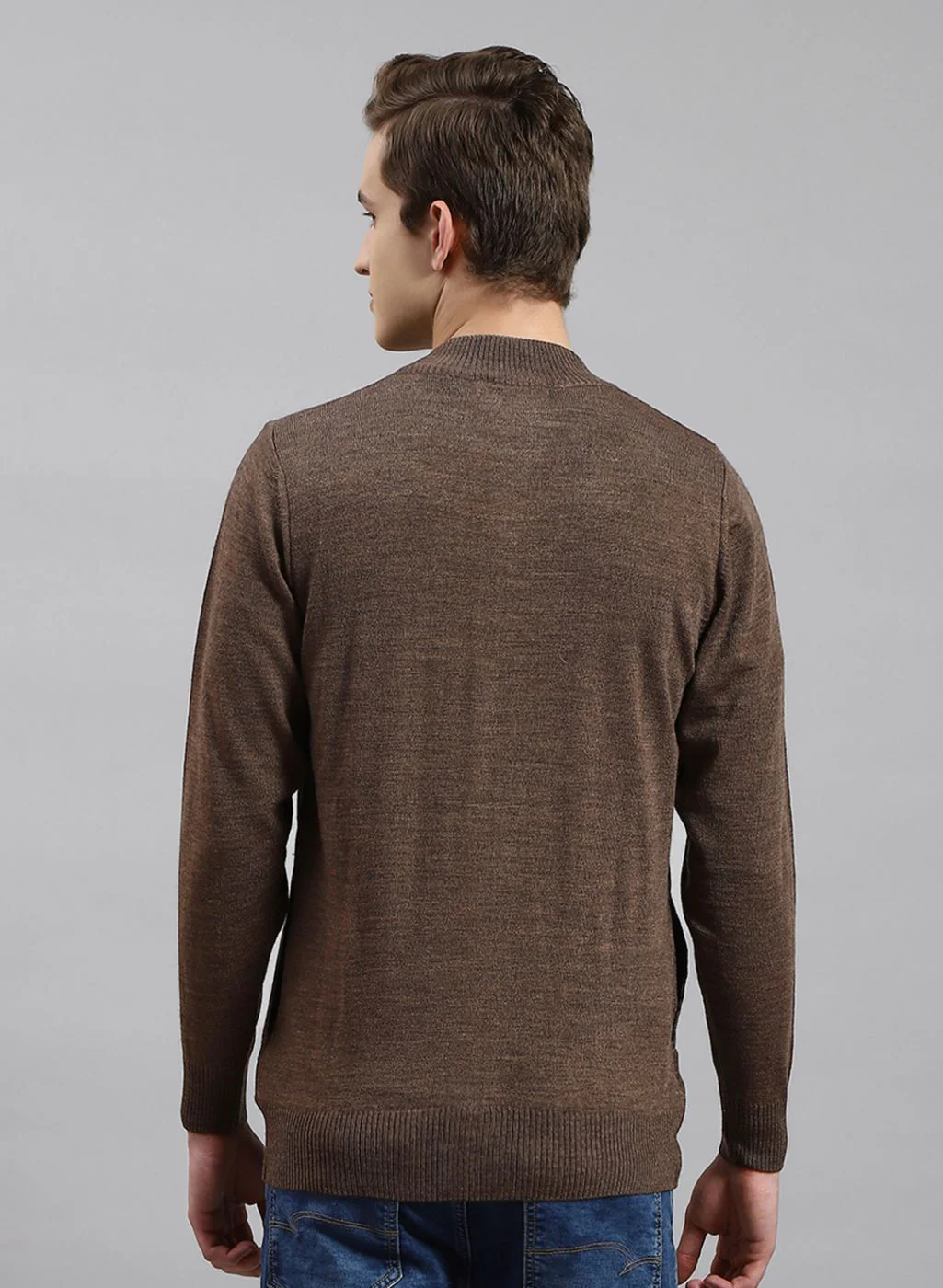 Men Brown Solid Wool blend Pullover - Image 5