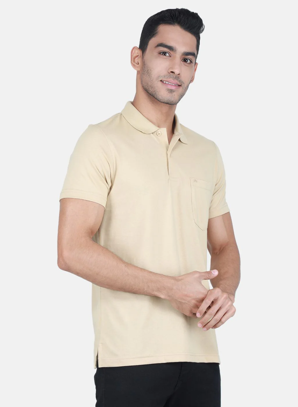 Men Camel Brown Solid T-Shirt - Image 6