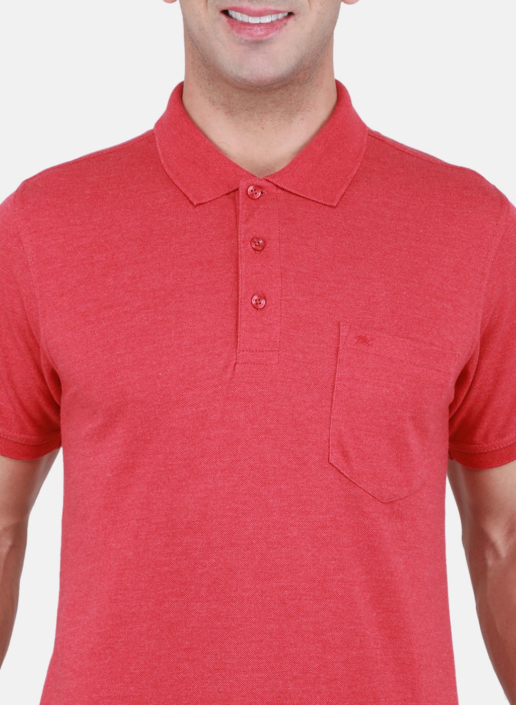 Men Coral Pink Solid T-Shirt - Image 5