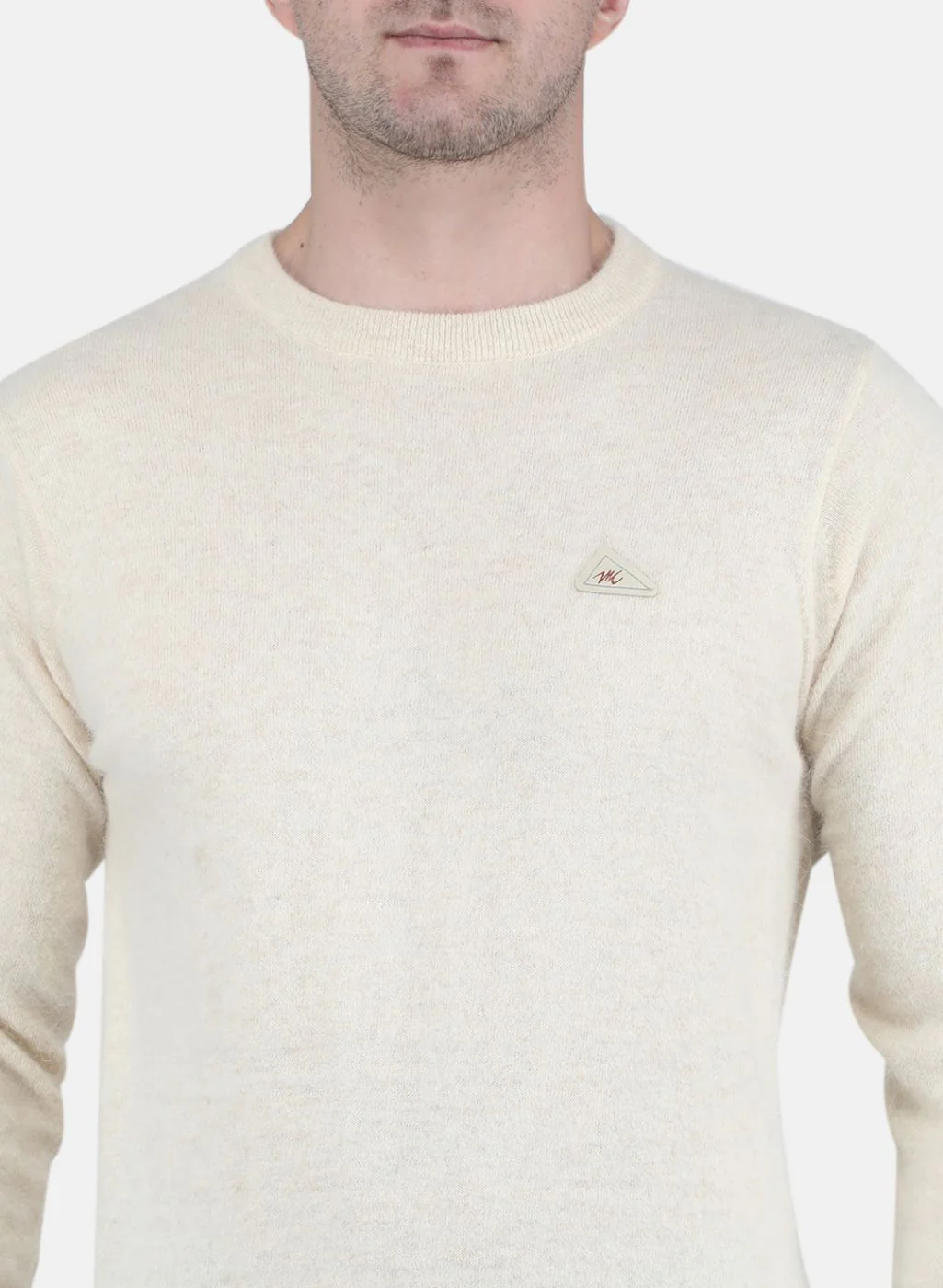 Men Cream Solid Pullover - Image 5