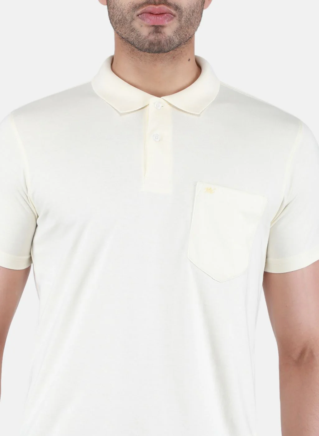 Men Cream Solid T-Shirt - Image 5