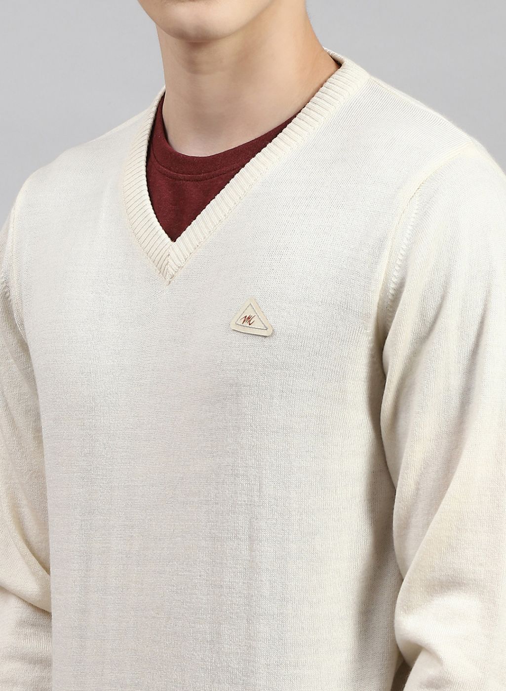 Men Cream Solid Wool blend Pullover - Image 6