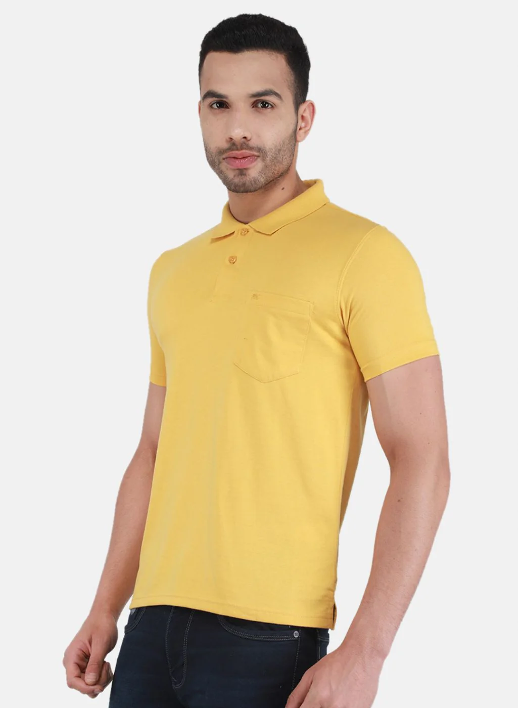 Men Gold Solid T-Shirt - Image 2