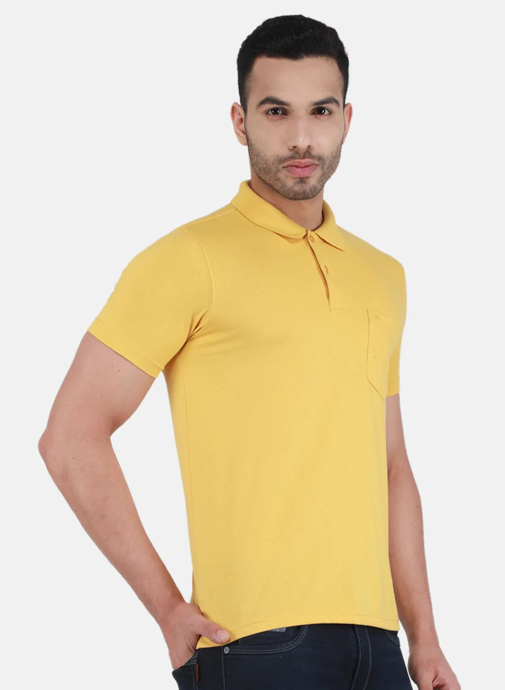 Men Gold Solid T-Shirt - Image 6