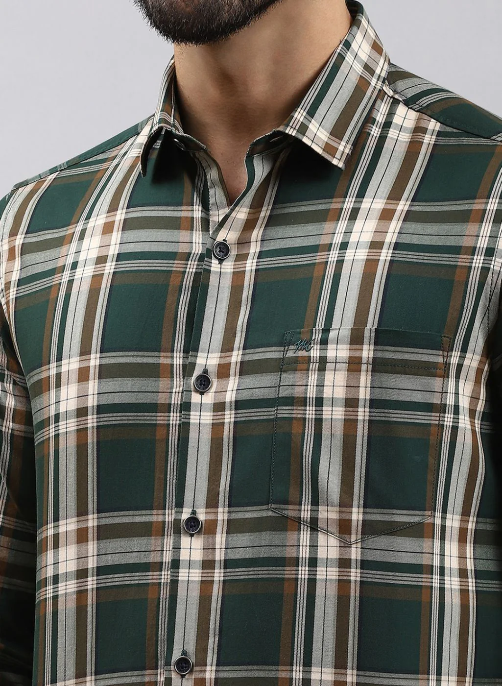 Men Green Check Pure Cotton Shirt - Image 6