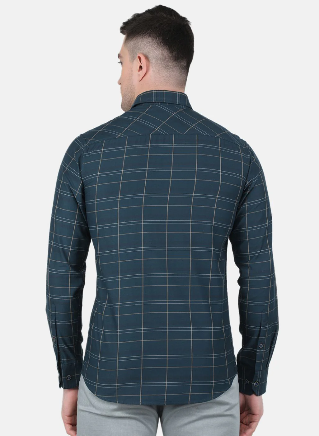 Men Green Check Shirt - Image 3