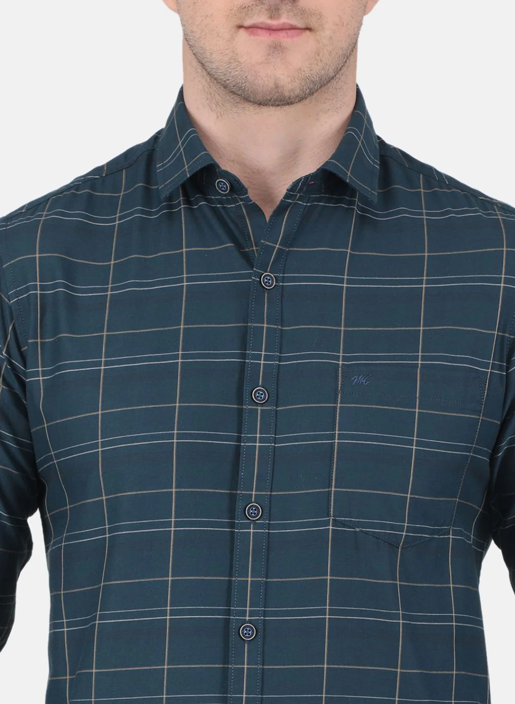 Men Green Check Shirt - Image 5