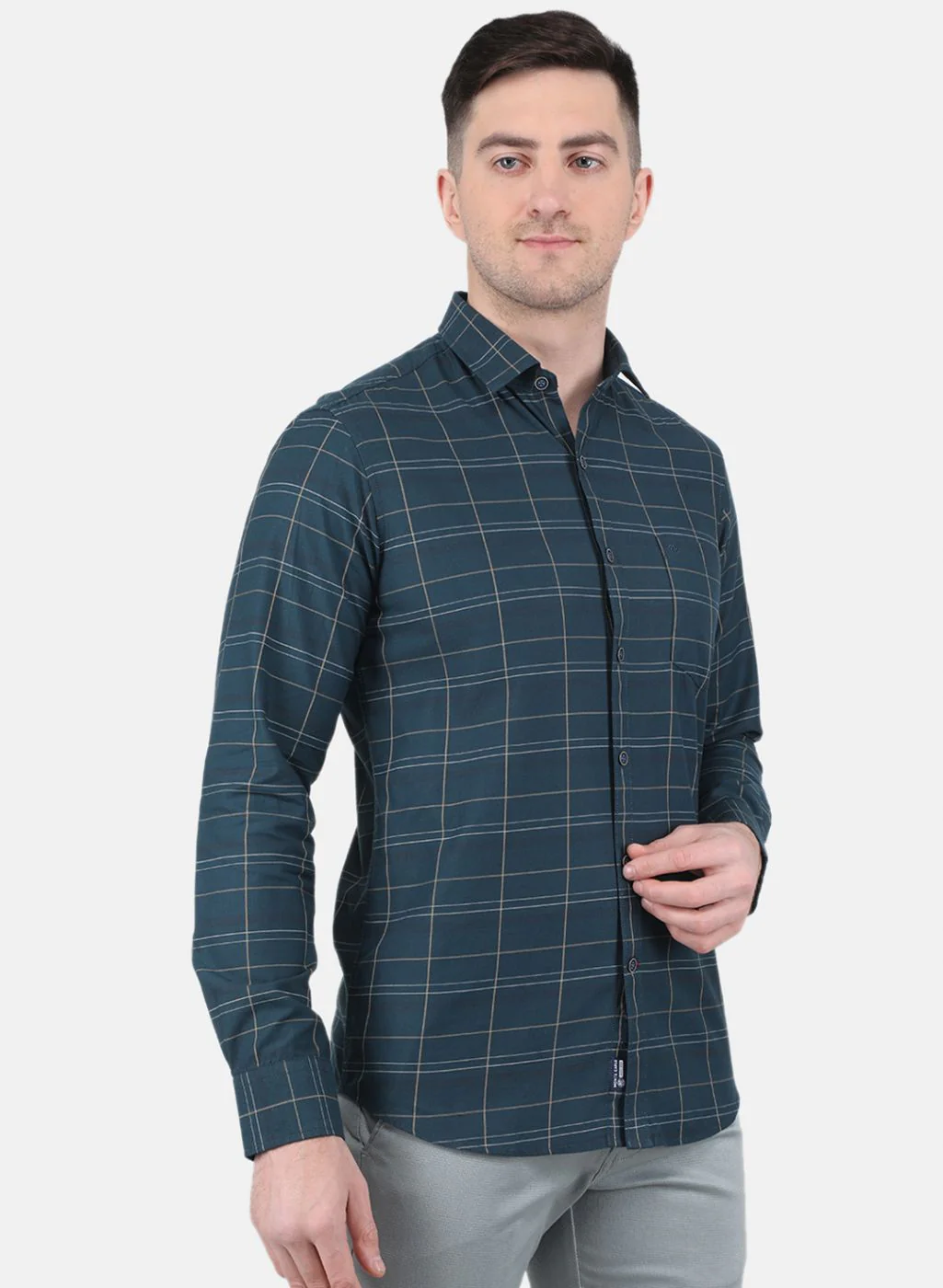 Men Green Check Shirt - Image 6