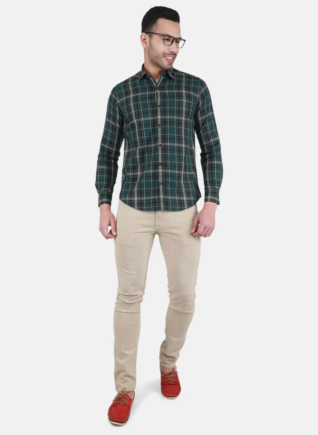 Men Green Check Shirt - Image 4