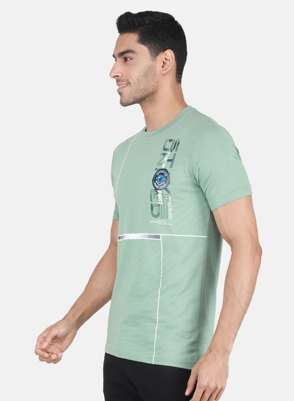 Men Green Printed T-Shirt - Image 2