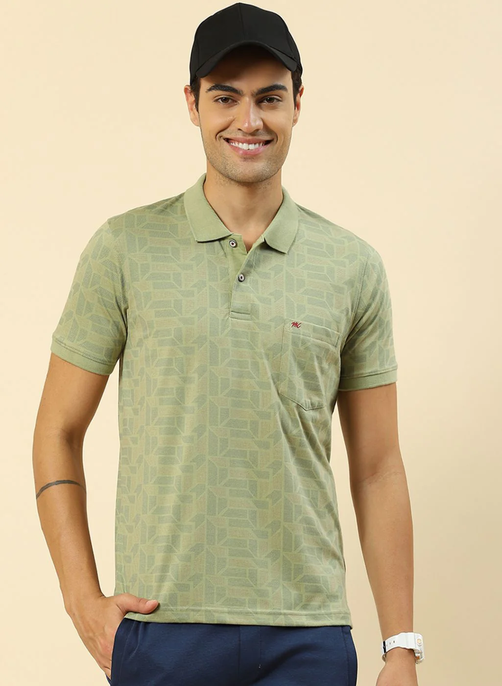Men Green Printed T-Shirt