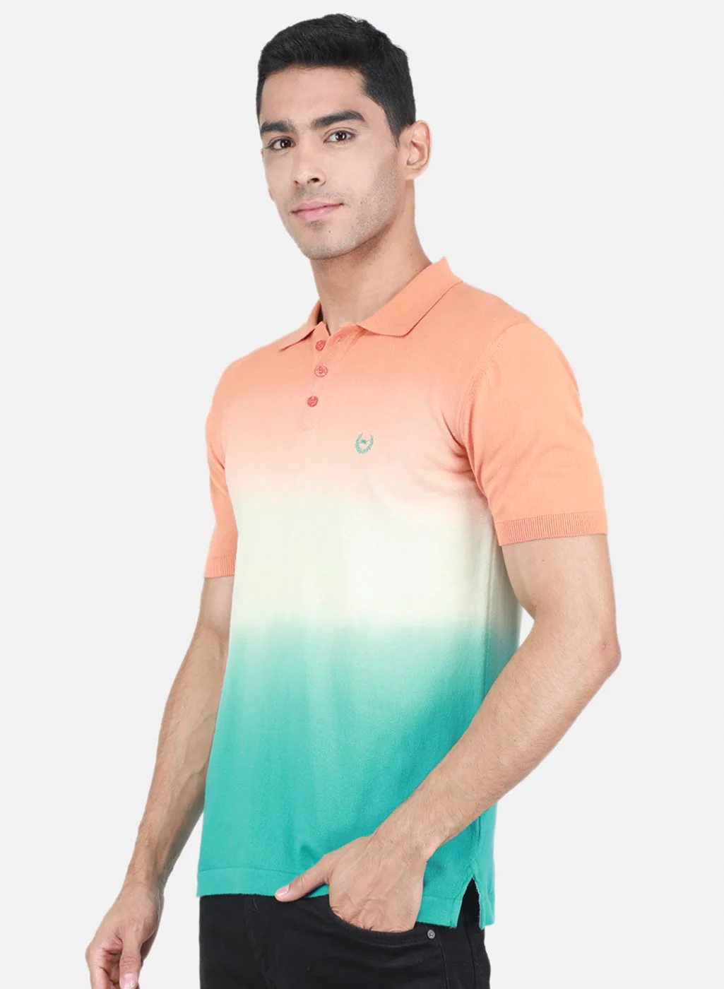 Men Green Self Design T-Shirt - Image 2