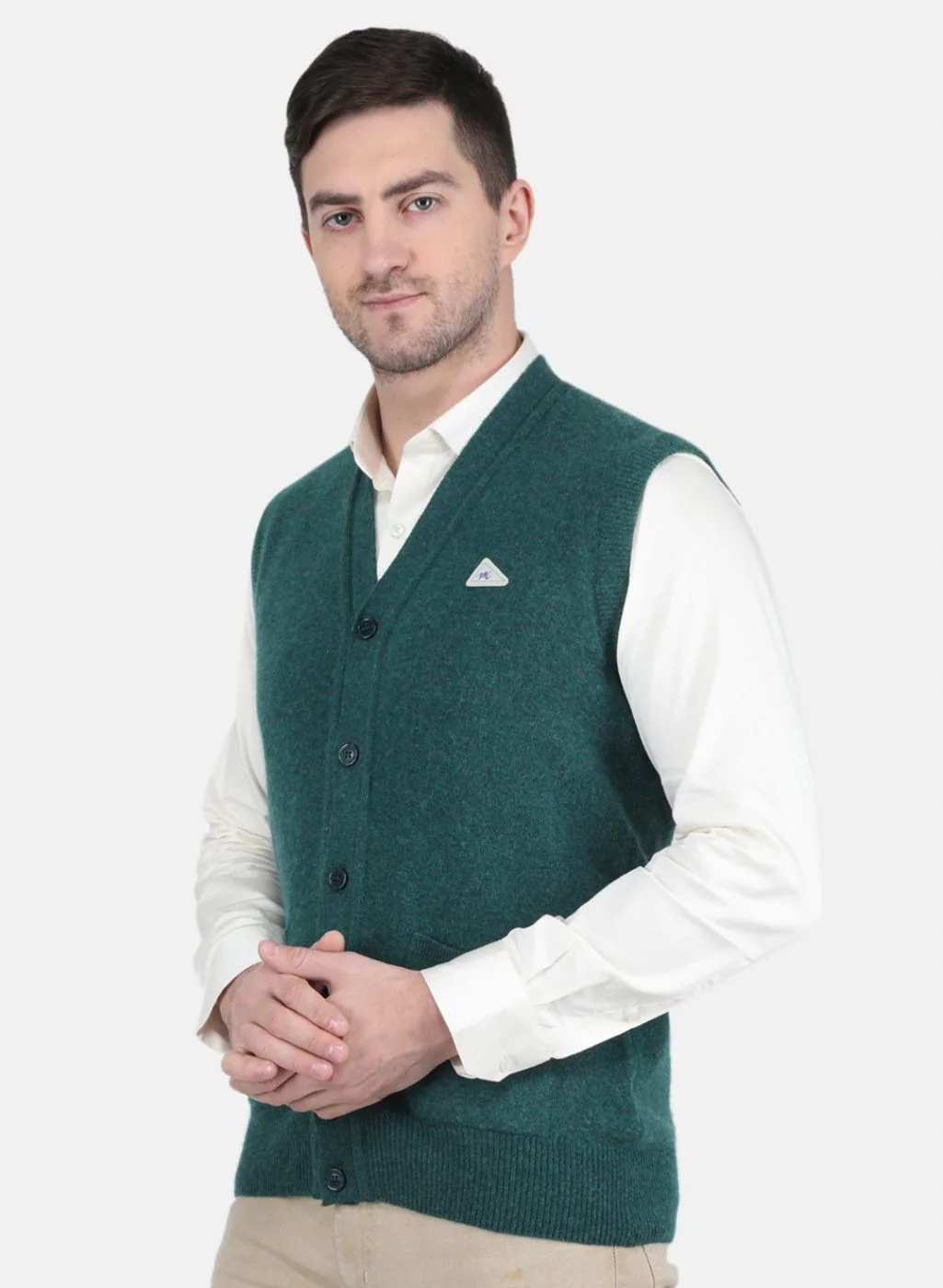 Men Green Solid Cardigan - Image 2