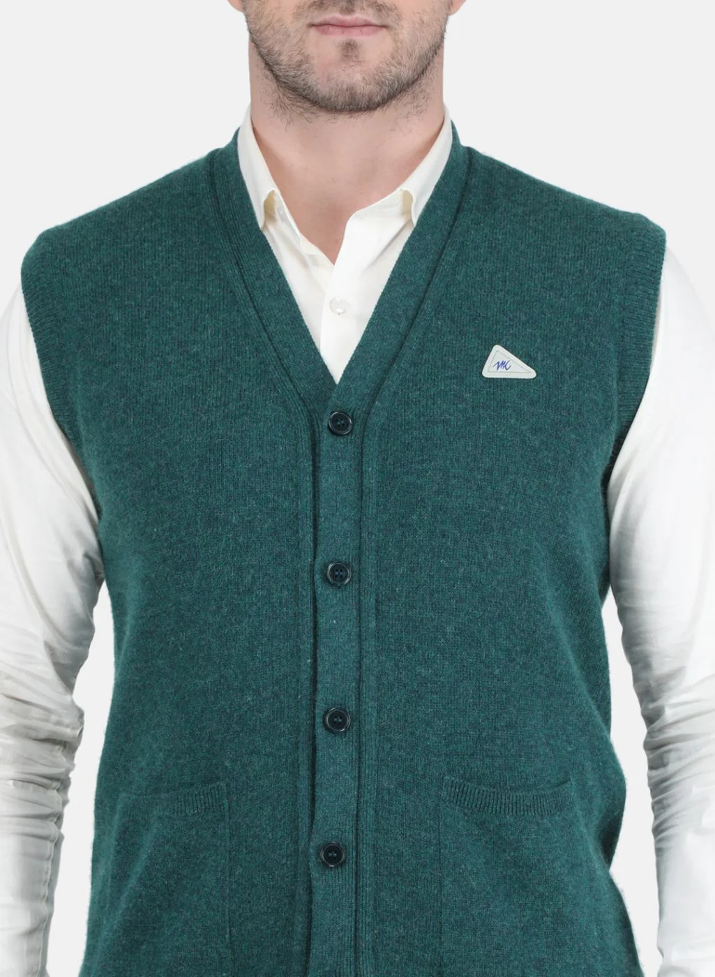 Men Green Solid Cardigan - Image 5
