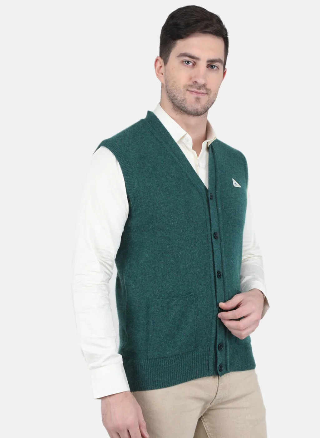 Men Green Solid Cardigan - Image 6
