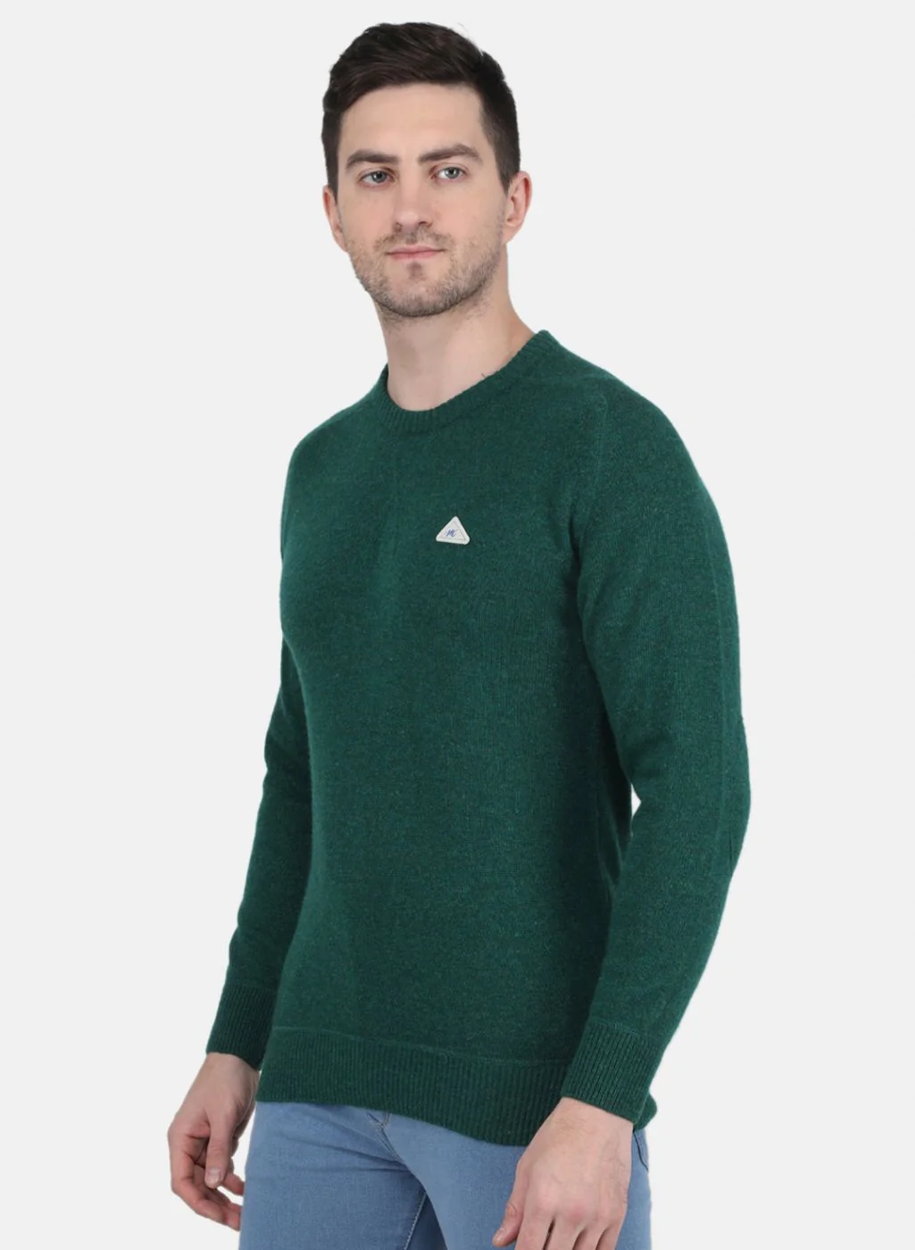 Men Green Solid Pullover - Image 2