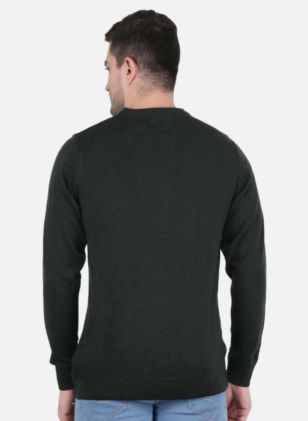 Men Green Solid Pullover - Image 3