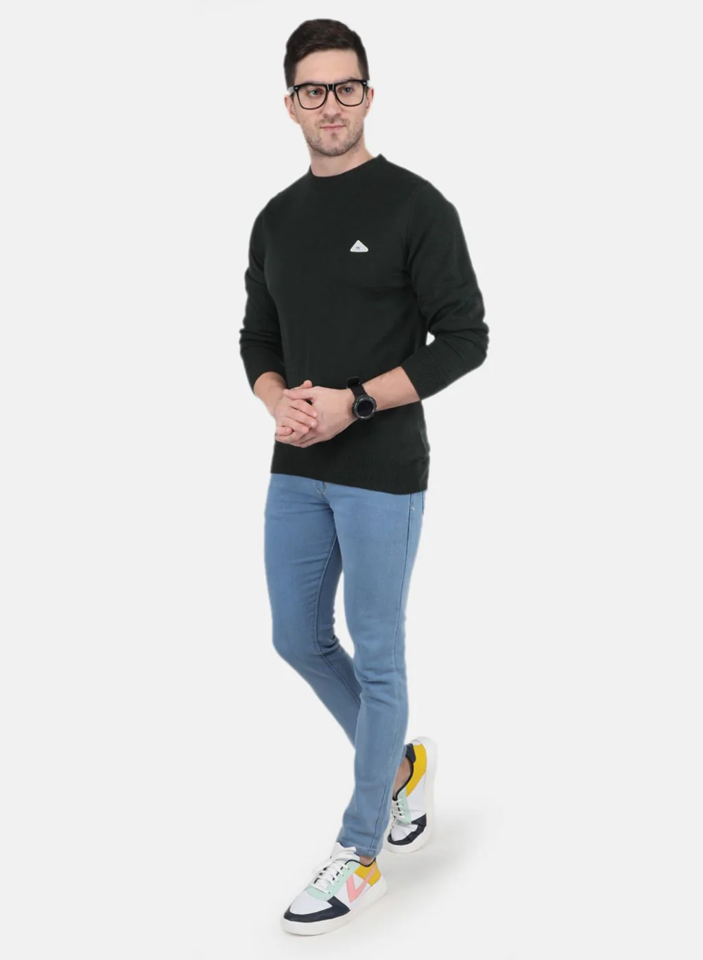 Men Green Solid Pullover - Image 4