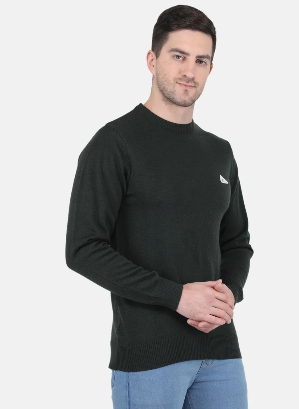 Men Green Solid Pullover - Image 6