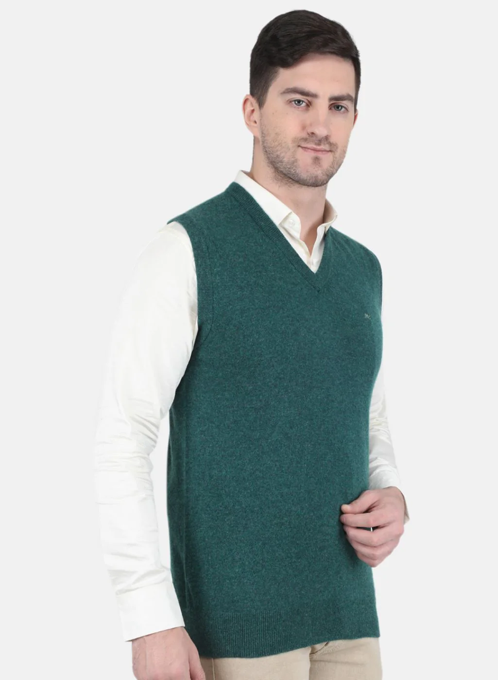 Men Green Solid Sweater - Image 6