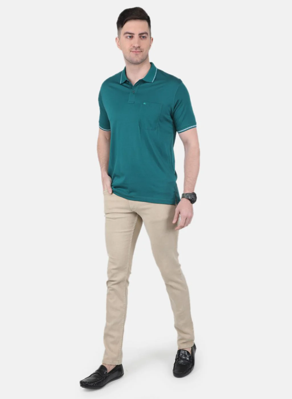 Men Green Solid T-Shirt - Image 4