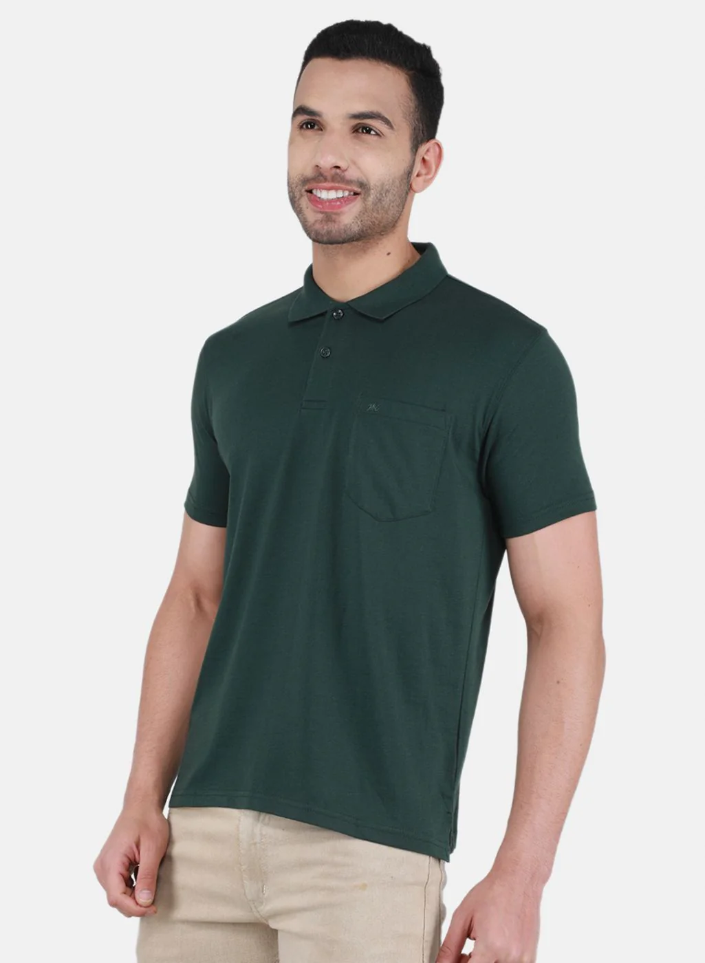 Men Green Solid T-Shirt - Image 2
