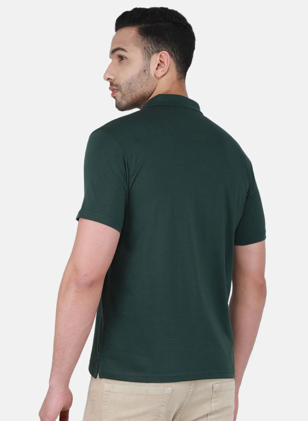 Men Green Solid T-Shirt - Image 3