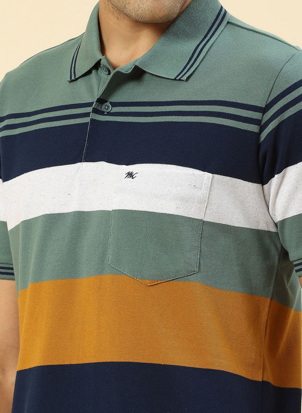 Men Green Stripe T-Shirt - Image 6
